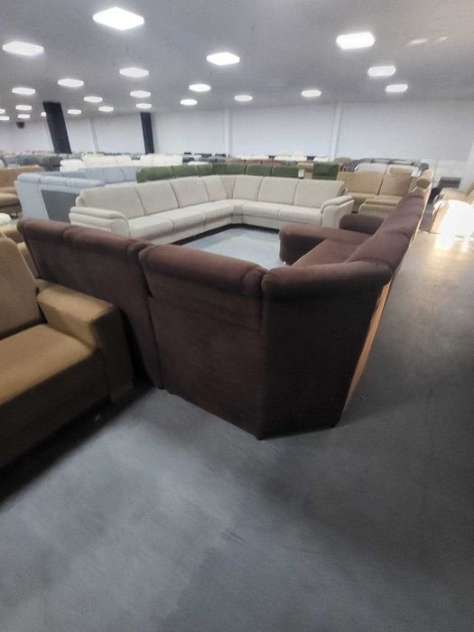 ПРОМОЦИЯ!!! Кафяв ъглов диван от плат с функция сън "PP-QL11014"