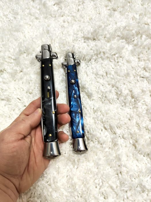 Briceag Italian 34cm negru, cuțit cu buton automat + husa, sigilat