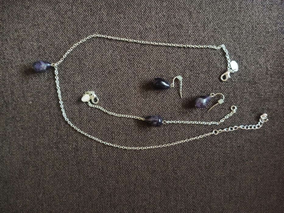 Set superb inox Nou cu piatra ametist