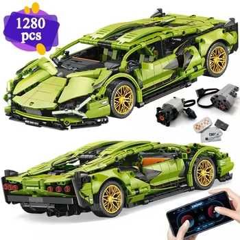 Конструктор Спортен автомобил Lamborghini 1280 части, Съвместим с Lego