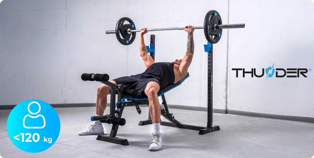 Bancă Fitness Multifuncțională cu Suport Haltere și Presă Picioare