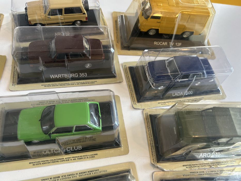Lot 18 machete auto de colecție 1:43 - Mașini de Legendă (ARO, Dacia, Rocar, Lada)