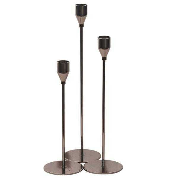 Свещници комплект – Модерен метален дизайн, инокс, 3 размера