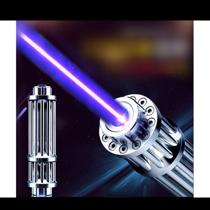 Акумулаторен Мощен син Лазер с накрайници и предпазни очила