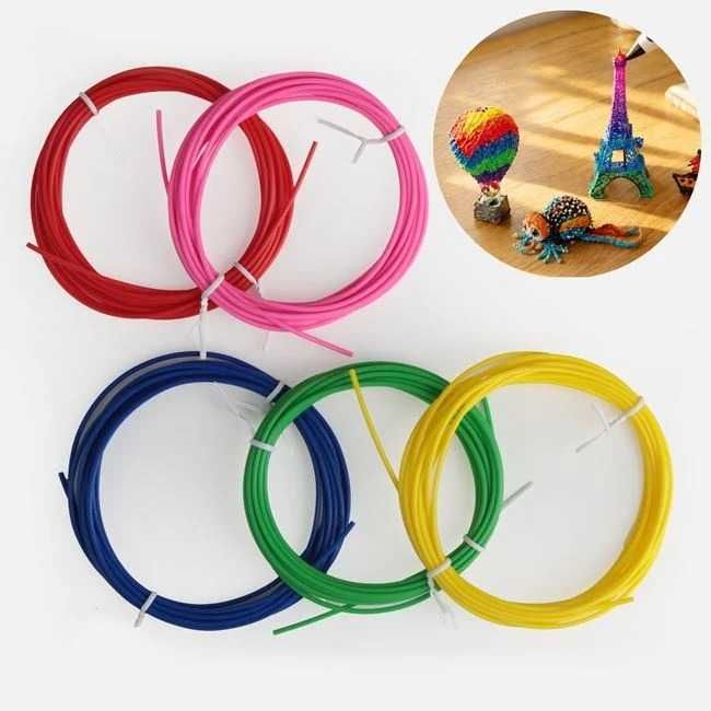 Stilou 3D Printare cu 5 Filamente Colorate + Fir Negru 2m, pentru Copii 6+ Ani