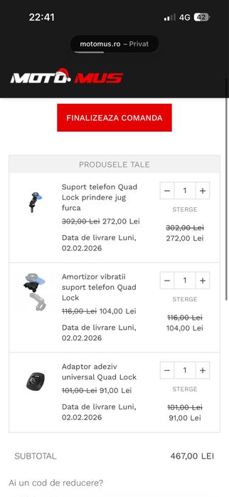 Quadlock furca / ghidon moto /Adaptor Magsafe