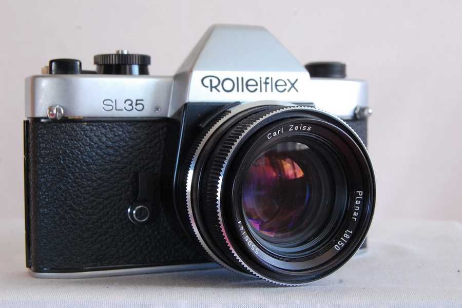 Rolleiflex sl35 obiectiv zeiss planar 1.8 50, aparat foto film clasic