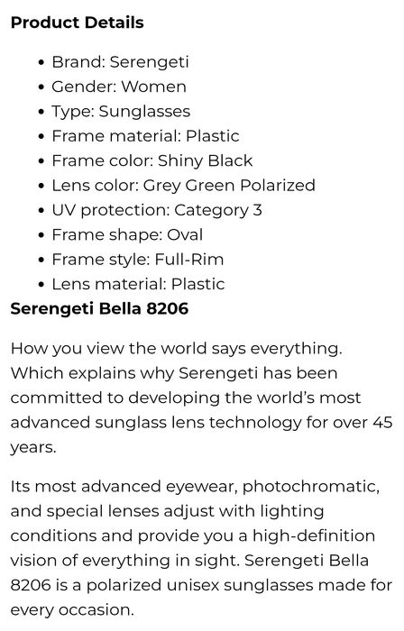Ochelari de soare  femei SERENGETI polarizați photochromic
