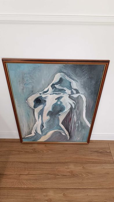 Стара картина "Тялото" - масло върху фазер - СБ - 80/63см