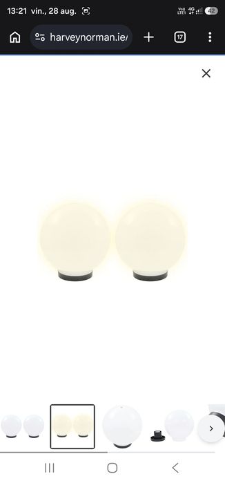 Lămpi LED cu bol, 2 buc., sferice, 25 cm