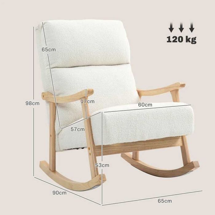 Люлеещ се стол HOMCOM, тапицерия от кадифена материя