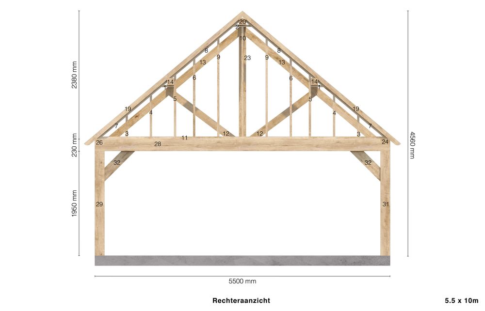 сглобяема дървена къща от масивно дърво дъб 10х5.5м