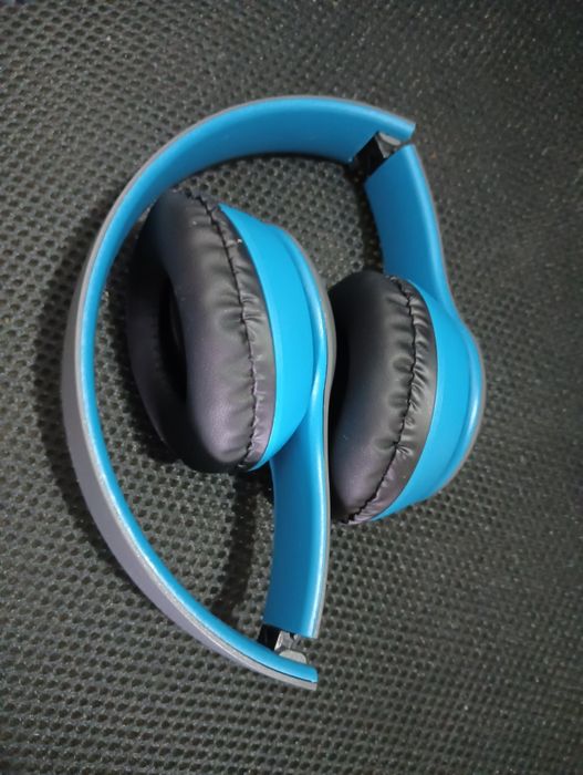 Casti wireless P47, albastre, Bluetooth, microfon incorporat