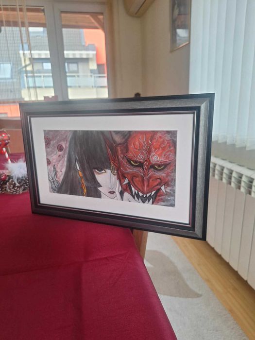 Картина (акварел в рамка ) "Зад Маската"