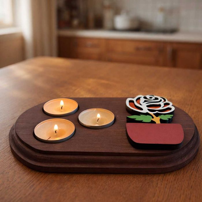 Дизайнерски ръчно изработени свещници от дърво