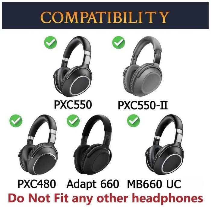 Set 2 bureti pentru casti Sennheiser PXC 550-II Wireless / PXC 550 / PXC 480 / MB 660 UC MS / 709350 / EPOS MB 660 UC MS - Plasa - Spuma cu memorie