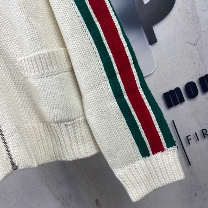 Gucci Boże Narodzenie Zielona-Czerwona-Zielona Włna Wstążka Cardigan