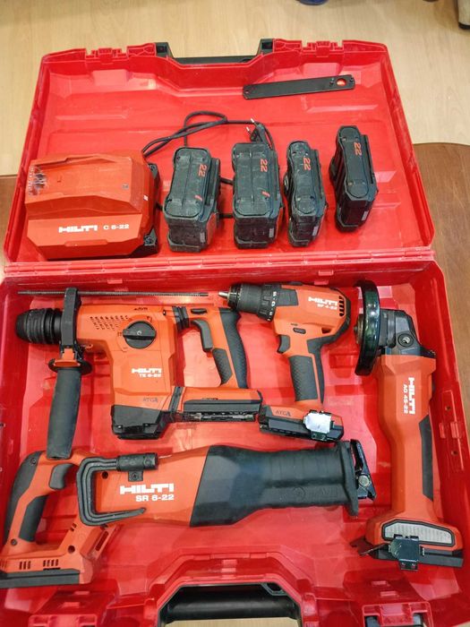 HILTI NURON акумулаторен ъглошлайф, винтоверт, перфоратор, саблен трион, зарядни и батерии  от новата серия