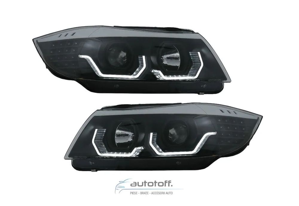 Faruri 3D Led Angel Eyes compatibile cu BMW Seria 3 E90 E91 (2005-2008)