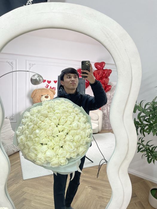 Цветы 51шт белый розы