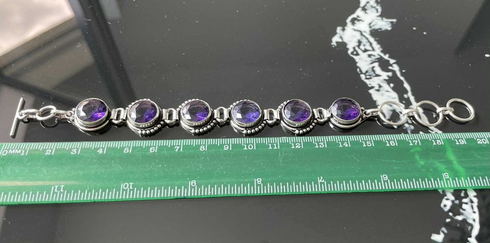 Bratara Argint 925 Vintage cu Pietre Semipretioase Ametist