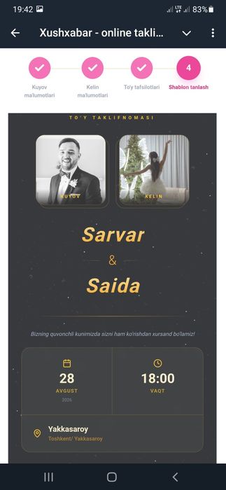 To'y, Bazm va Juftliklar Uchun