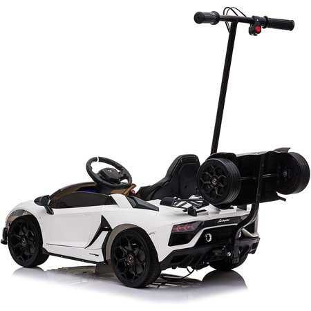 Masina electrica Lamborghini Aventador SVJ 70W 12V cu Hoverboard #Alb