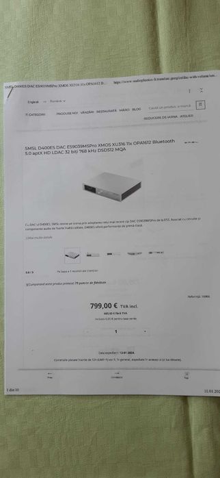 Dac SMSL 400 ES cutie originala.