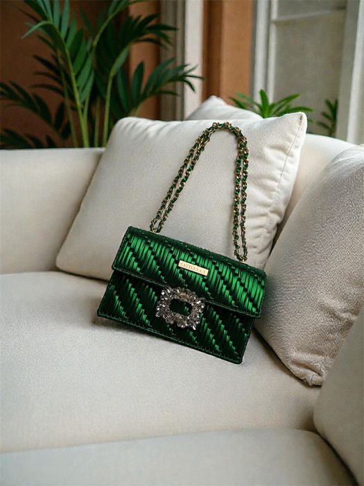 Дамска чанта DESTINY EMERALD и DESTINY AMETHYST ръчно плетена