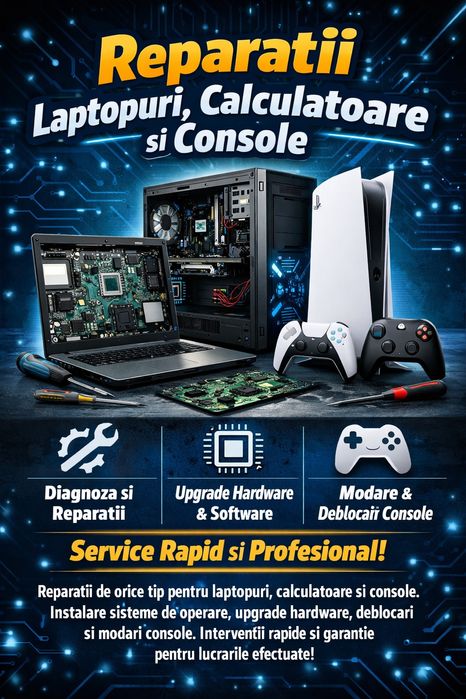 Reparații Laptopuri, PC & Console – Rapid și Profesional
