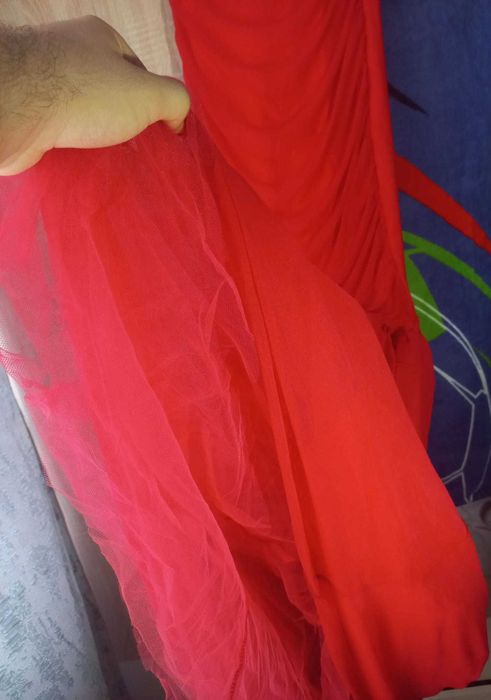 Rochie tul eleganta rosie cu pietricele Atmosphere marimea M (38)