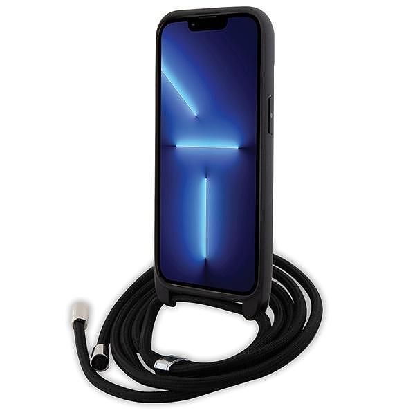 Karl lagerfeld hardcase black crossbody saffiano monogram metal pin ka