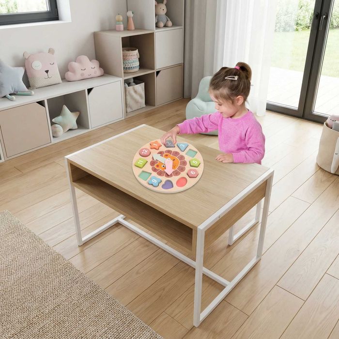 Ceas educațional OEM din lemn cu forme geometrice