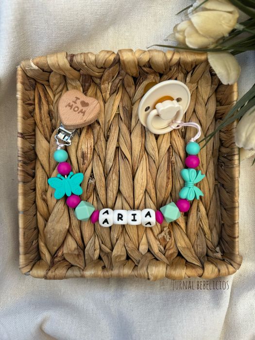 Lănțișor pentru suzeta din Silicon si lemn