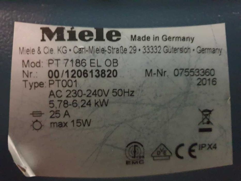 230V 9кг Miele Professional PT7186 Vario Професионална Сушилня Миеле