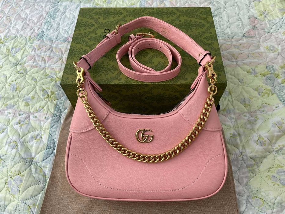 Гучи Розова Кожена чанта Оригинална Gucci Aphrodite Дръжка И Синджир