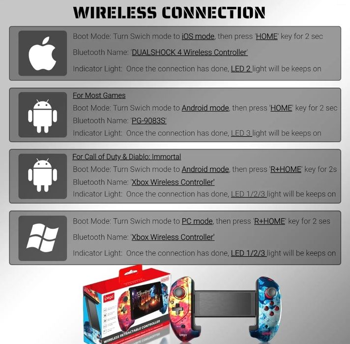 Джостик геймпад контроллер для телефона планшета пк беспроводной блюту