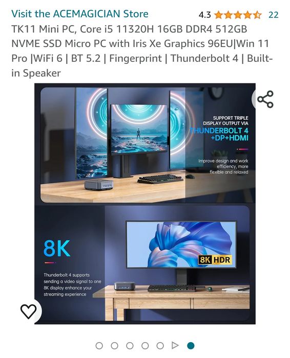 Mini PC Ace M Core i5 11320H 16GB DDR4 512GB Nvme SSD Micro PC