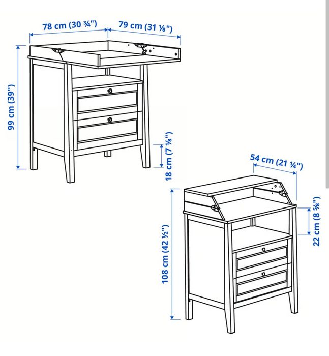 Masă înfăşat/comodă, alb - SUNDVIK, IKEA