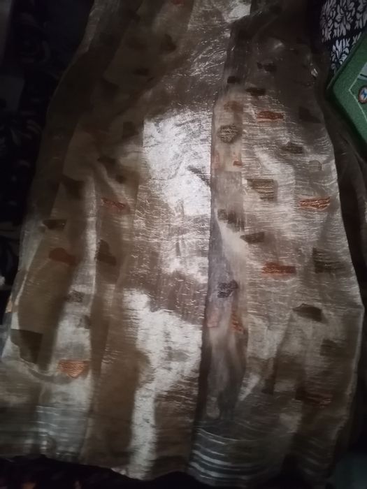 Золотистый тюль, тюль-лапша голубой, коричневый