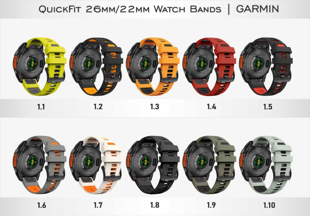 26мм/22мм QuickFit силиконови каишки за GARMIN