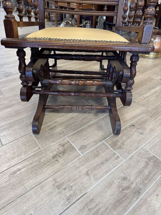 Fotoliu / balansoar vintage - stil englezesc - lemn masiv si piele