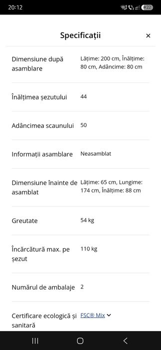 Canapea Egense 3 locuri neutilizata!