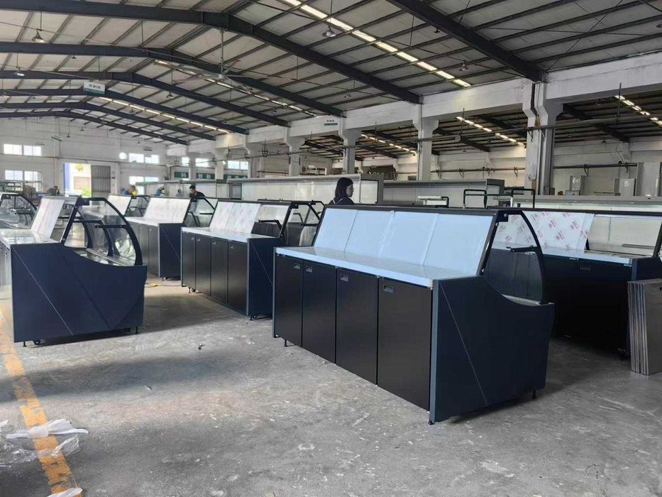 Vitrină carne & lactate 200 cm | geam semirotund | inox