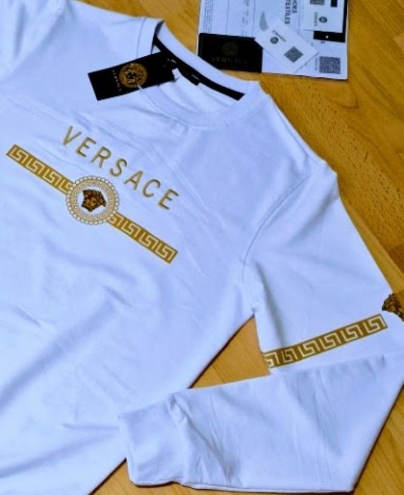 Bluza alba Versace, unisex, logo brodat, new model