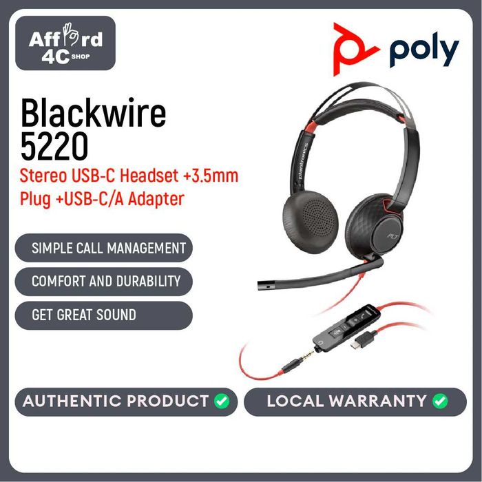 Casca Poly Blackwire 5220 USB