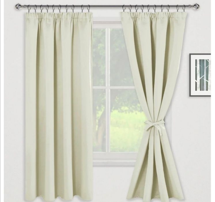 Set draperii opace bej deschis +tija