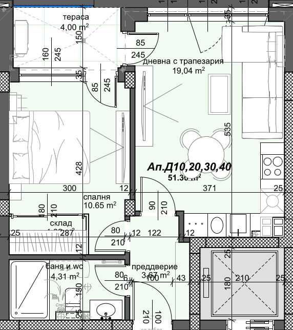 Продава се Двустаен апартамент в Пловдив, Тракия - 60 кв.м за 1465 €/кв.м - Снимка #1