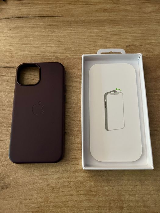 Husa piele Iphone 13 mini Leather Case Dark Cherry Mag Safe (noua)
