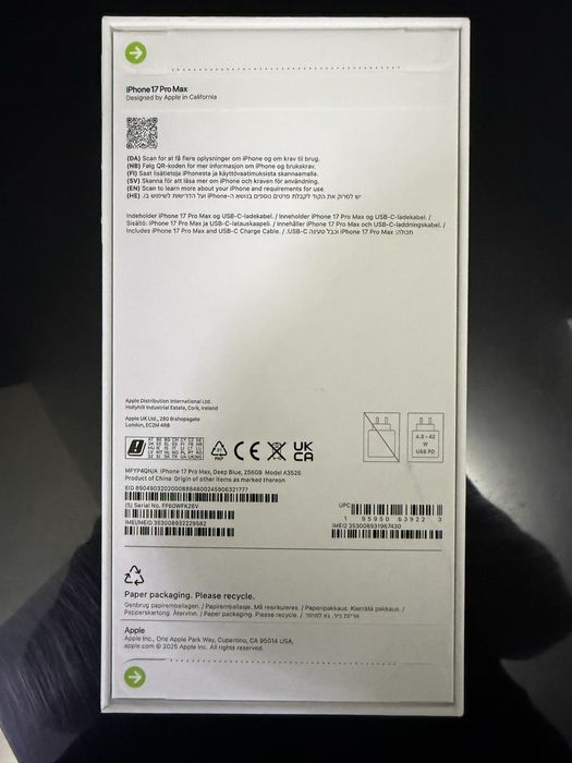 IPhone 17 pro max deep blue 256GB